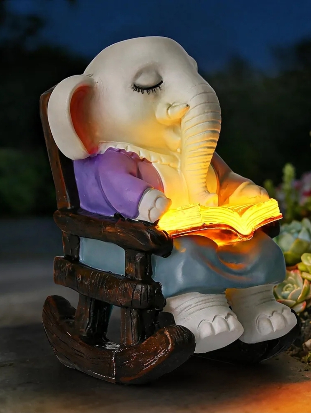 SOLAR ELEPHANT STATUE INDOOR OUTDOOR NIB - Picture 2 of 5